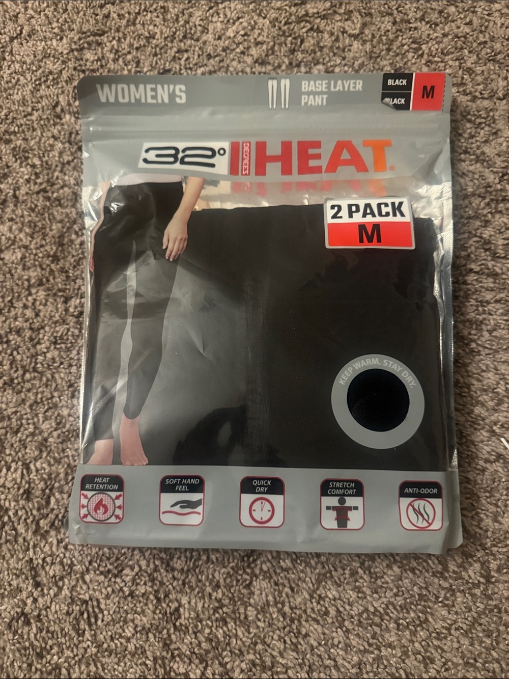 32 Degrees Black Women’s 2-Pack Thermal Base Layer Leggings